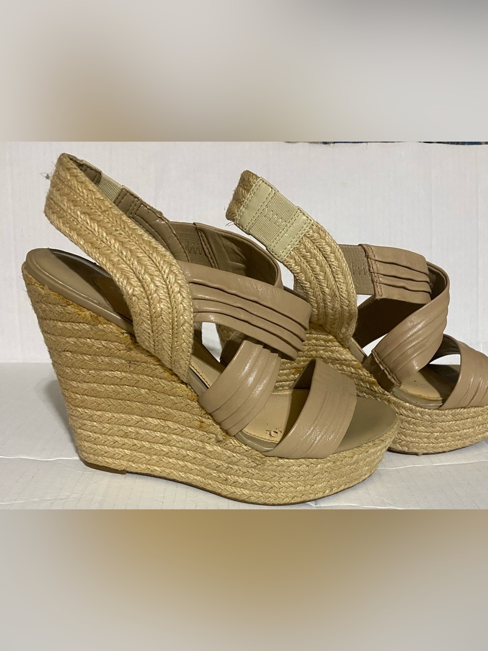 Gianni Bini Beige Jute Wedge Sandals